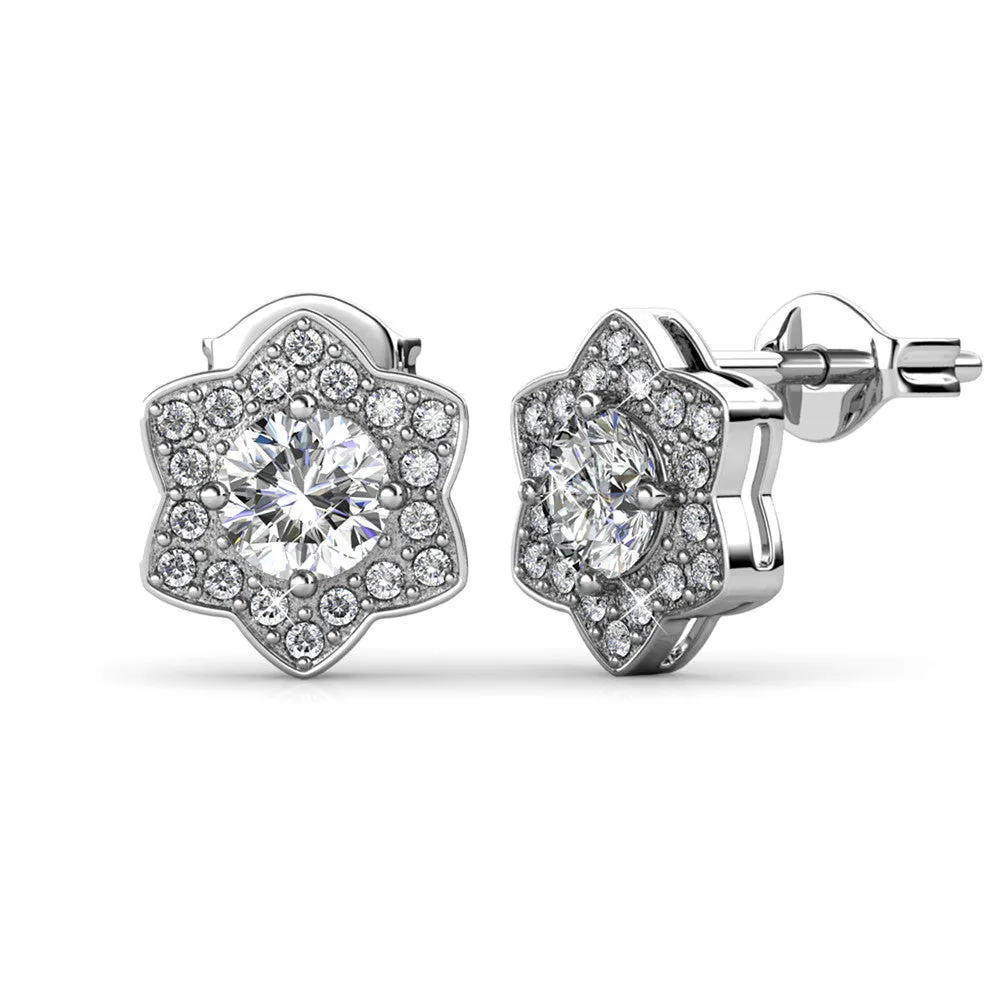 Poppy 18k White Gold Plated Stud Earrings with Swarovski Crystals