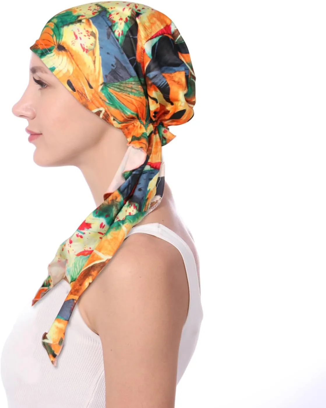 Pre Tied Chemo Head Scarf for Women - Slip On Bandana Headwrap Caps Cancer Turban Sleep Hair Cover Hat