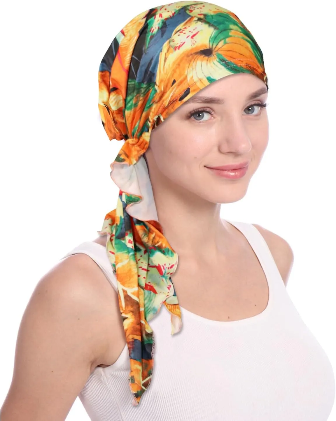 Pre Tied Chemo Head Scarf for Women - Slip On Bandana Headwrap Caps Cancer Turban Sleep Hair Cover Hat
