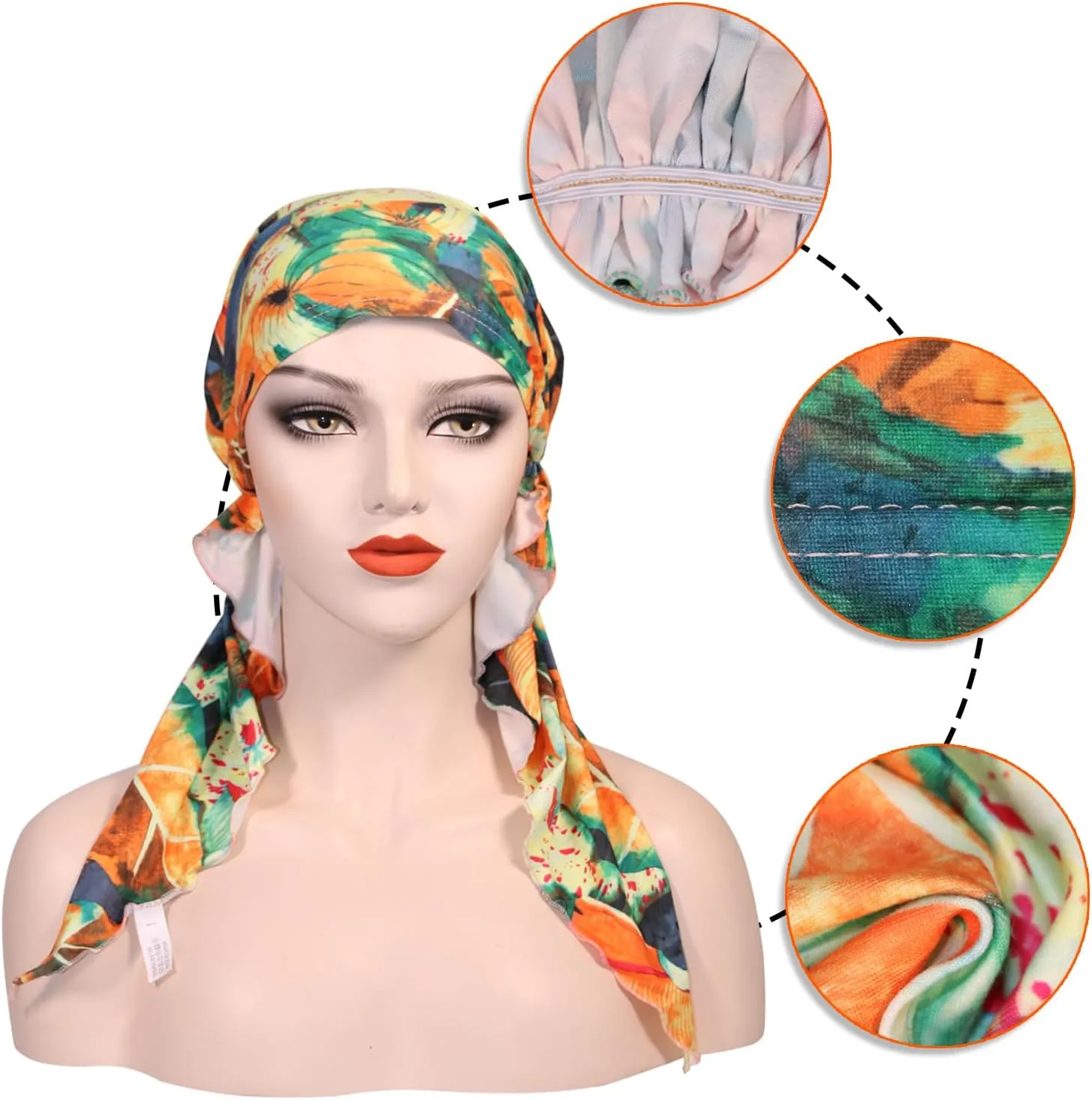 Pre Tied Chemo Head Scarf for Women - Slip On Bandana Headwrap Caps Cancer Turban Sleep Hair Cover Hat