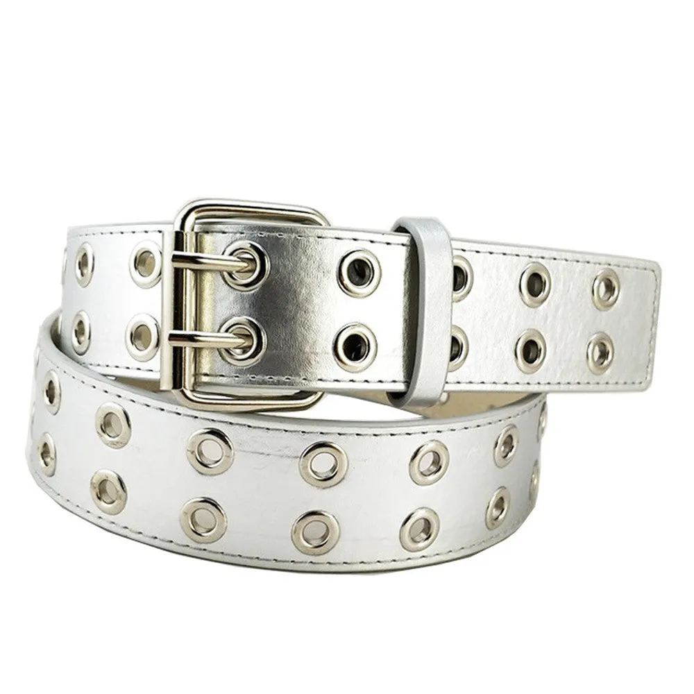 Pu Leather Adjustable Fashion Double Grommet Belt Rock Motorcycle