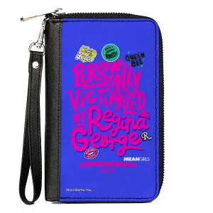 PU Zip Around Wallet Rectangle - Mean Girls PERSONALLY VICTIMIZED BY REGINA Collage Blue/Pink