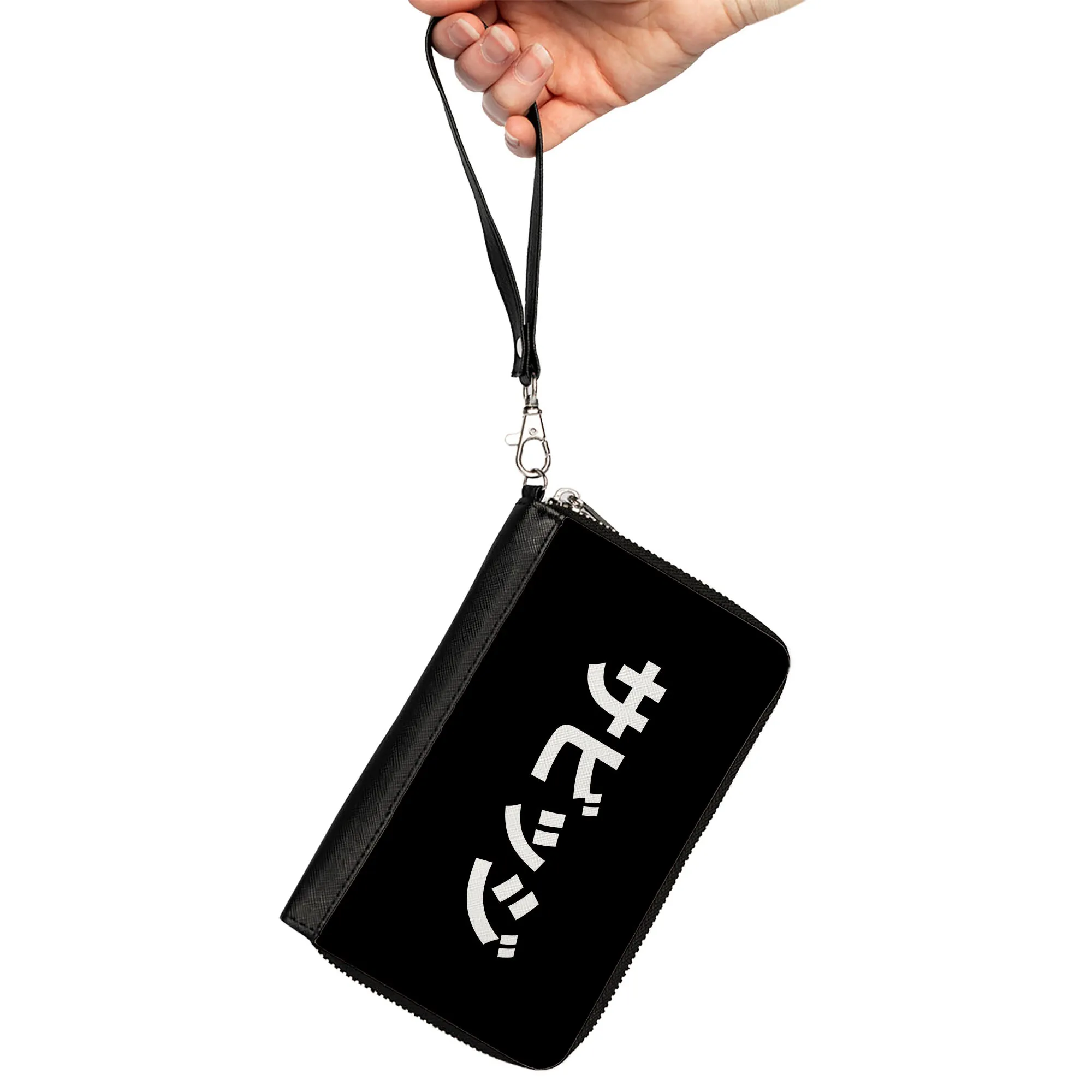 PU Zip Around Wallet Rectangle - SAVAGE Kanji Black/White