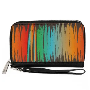 PU Zip Around Wallet Rectangle - Scribble Zarape Fade Brown/Multi Color