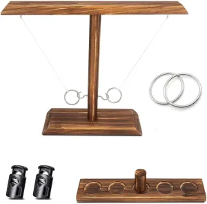 Ring Toss Game for Adults, Outdoor Games, Hook and Ring Game, Much Easier to Assemble Handmade Wooden Interactive Outdoor Party Games