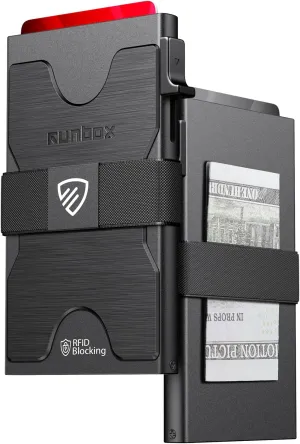 RUNBOX Slim Card Holder Wallet for Men, Minimalist RFID Blocking Wallet with Pop-Up Function, Ultra-Thin Design, Metal Business Card Cases holds 12  Cards, Gifts for Men, Men's Accessories