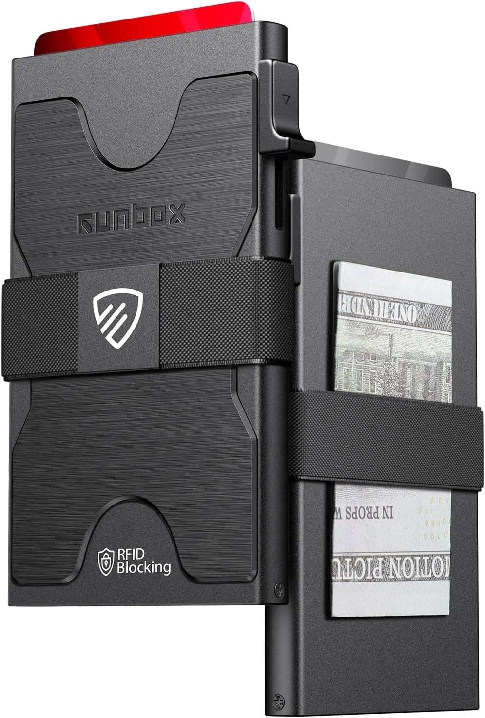 RUNBOX Slim Card Holder Wallet for Men, Minimalist RFID Blocking Wallet with Pop-Up Function, Ultra-Thin Design, Metal Business Card Cases holds 12  Cards, Gifts for Men, Men's Accessories