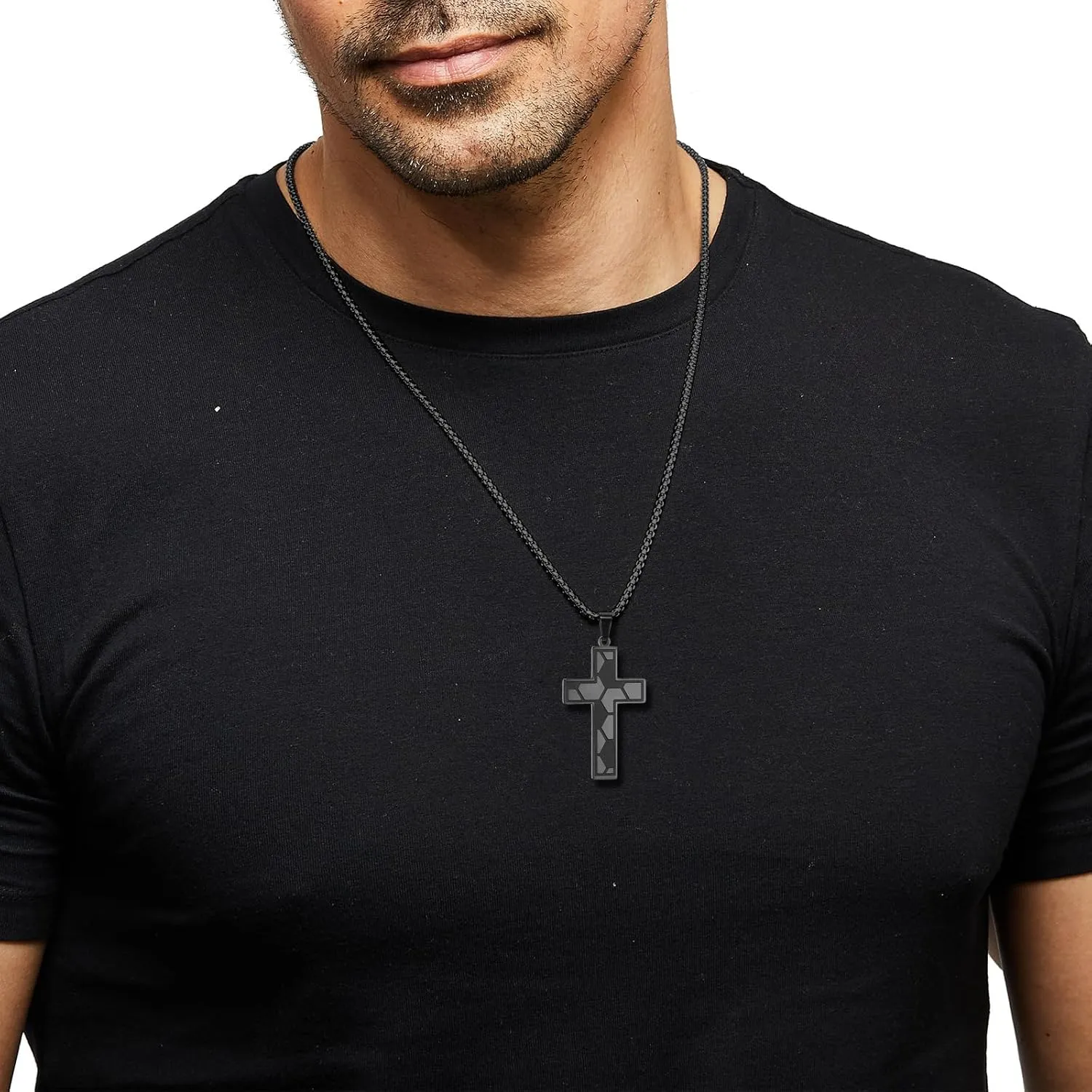 RWQIAN Soccer Cross Necklace for Men Bible Verse, Religious Faith Christian Scriptures Pendant Cross Chain, Baptism 1st First Communion Graduation Gifts for Boys Father's Day Jewelry for Him