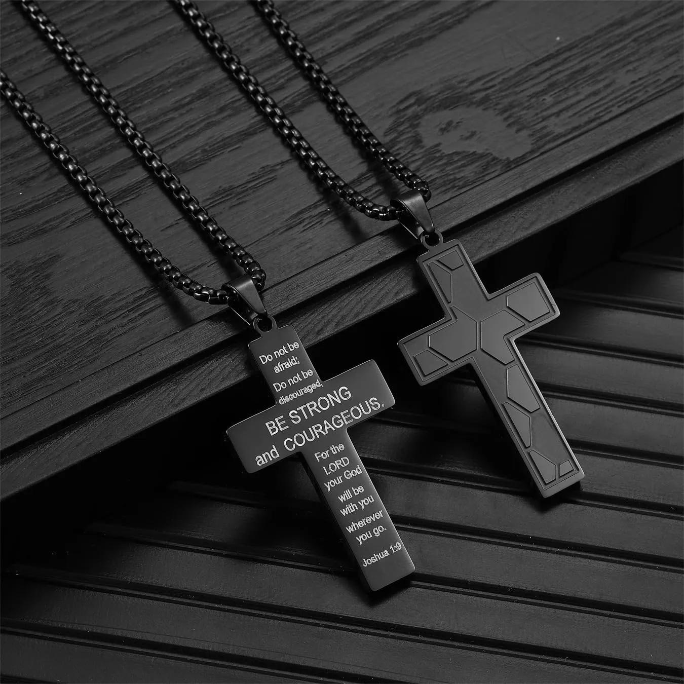 RWQIAN Soccer Cross Necklace for Men Bible Verse, Religious Faith Christian Scriptures Pendant Cross Chain, Baptism 1st First Communion Graduation Gifts for Boys Father's Day Jewelry for Him