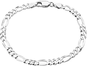 Savlano 925 Sterling Silver Italian Solid Figaro Link Chain Bracelet For Men & Women - Made in Italy Comes With a Gift Box