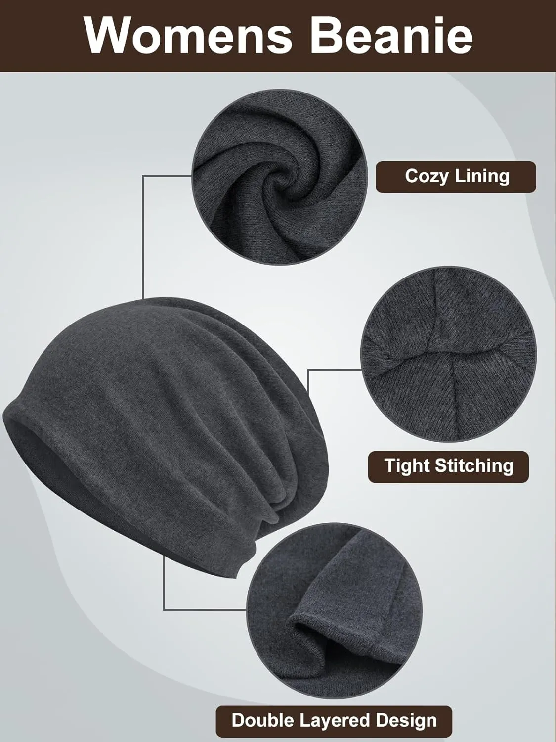 Senker Fashion Cotton Slouchy Beanie Hats, Chemo Headwear for Women Men Soft Lightweight Chemo Skull Cap Elastic Sleeping Cap