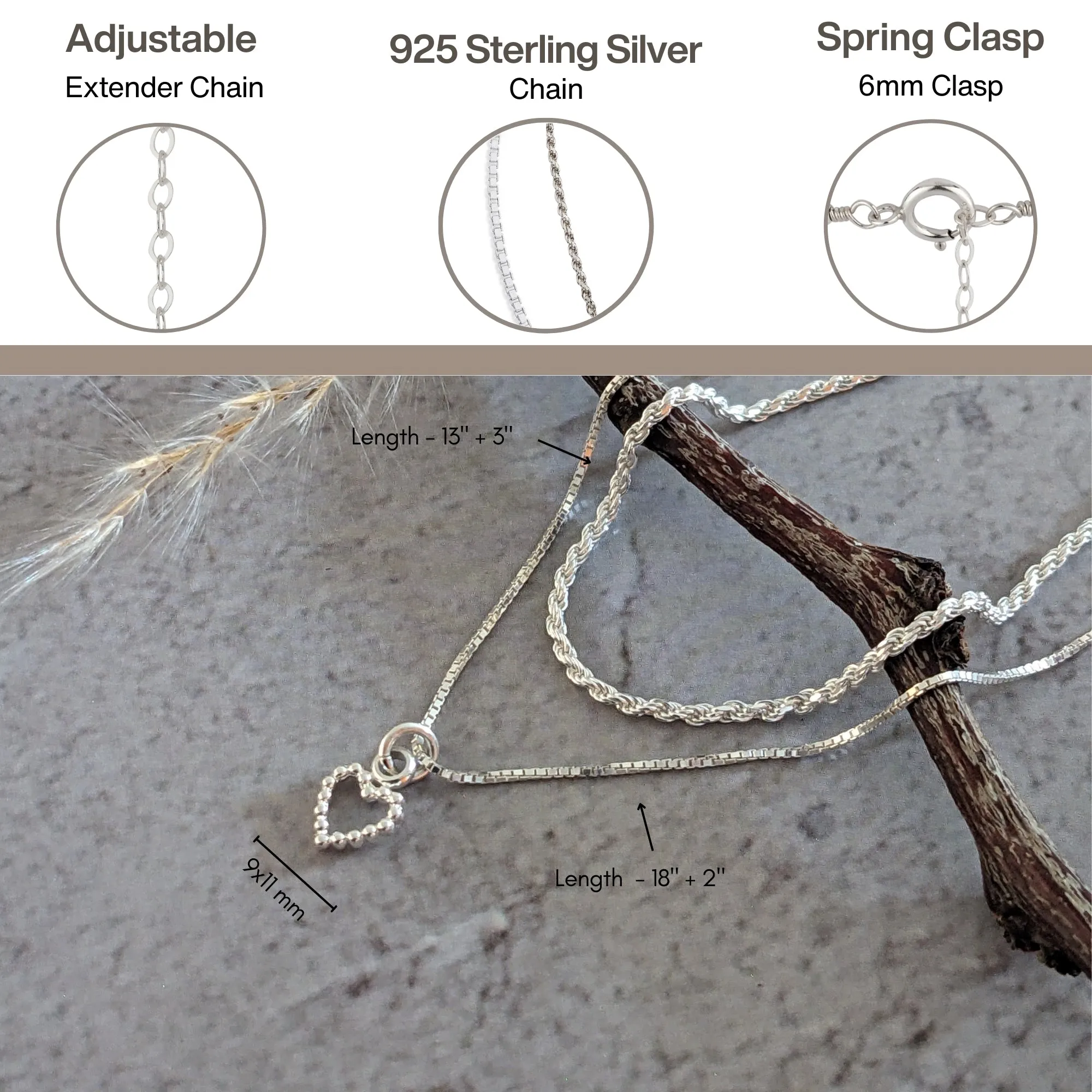 Silver Heart Frame Necklace