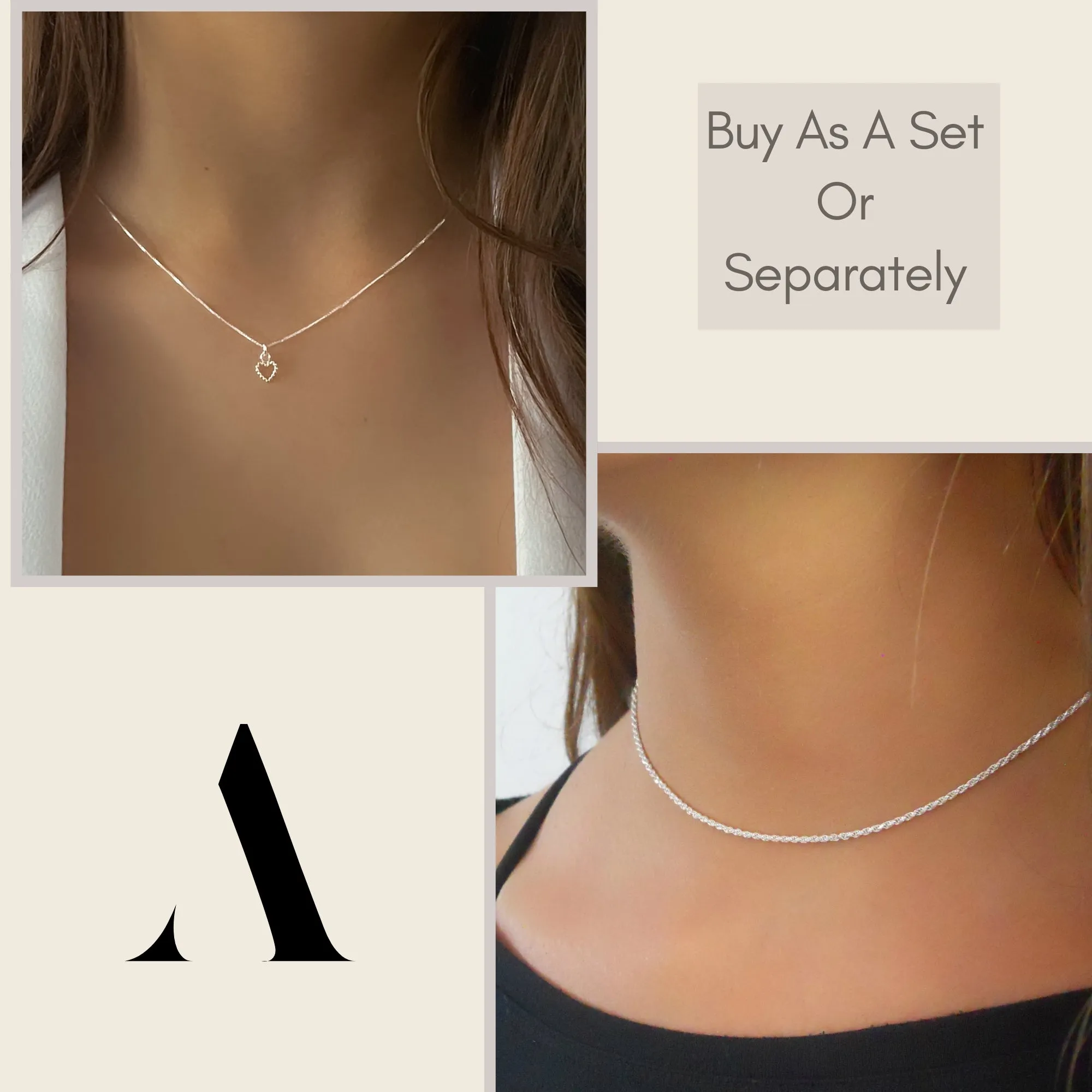 Silver Heart Frame Necklace
