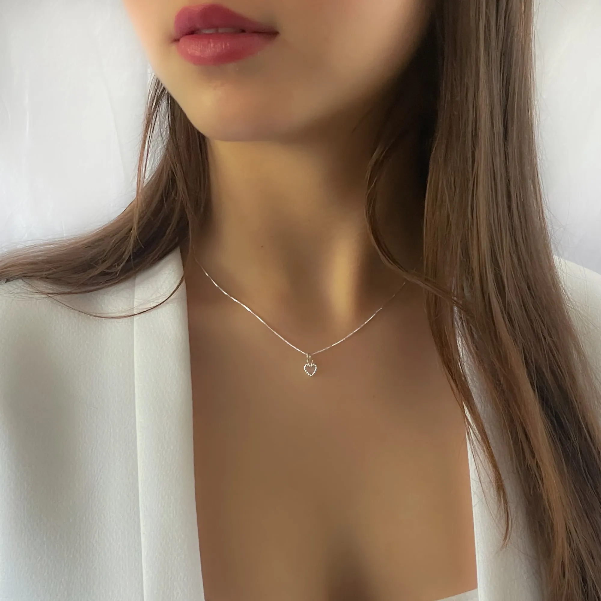 Silver Heart Frame Necklace