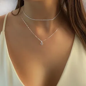 Silver Heart Frame Necklace