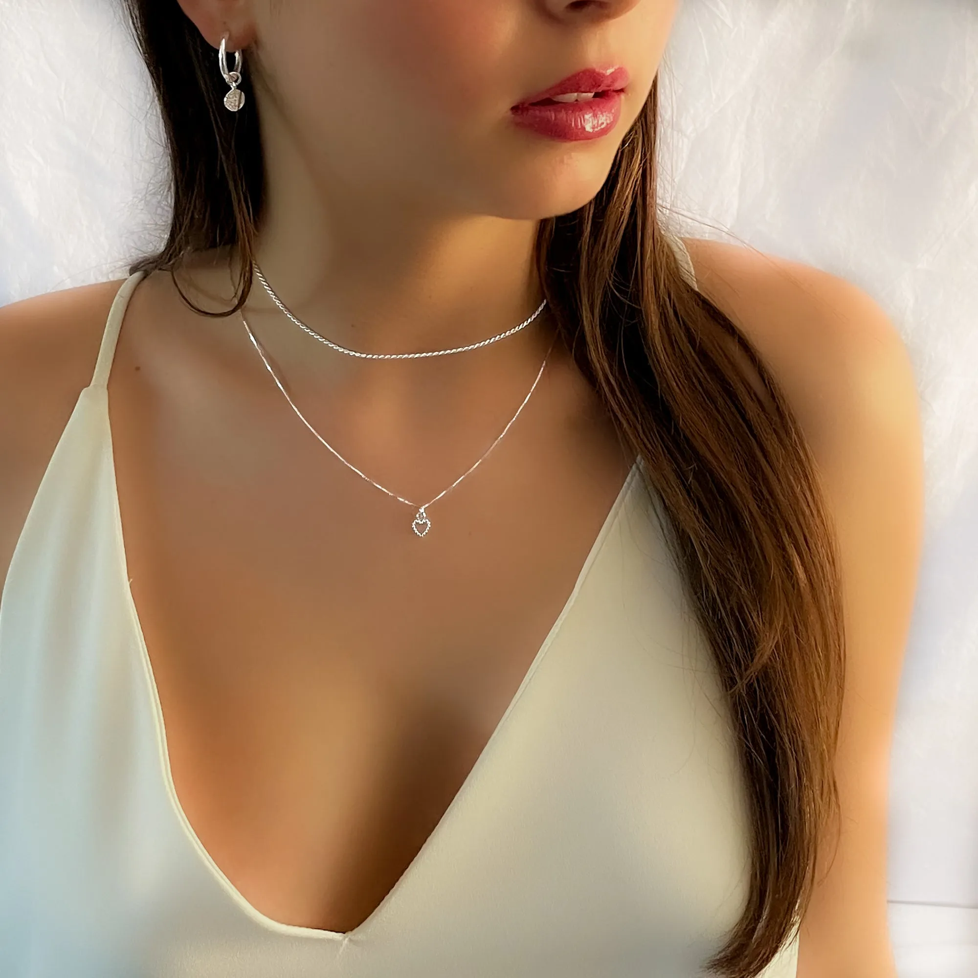 Silver Heart Frame Necklace