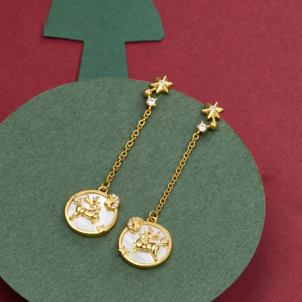 SKMEI LKN017 Reindeer Earrings w/ Dangle Clip for Christmas