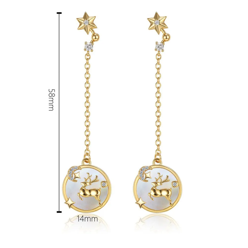 SKMEI LKN017 Reindeer Earrings w/ Dangle Clip for Christmas