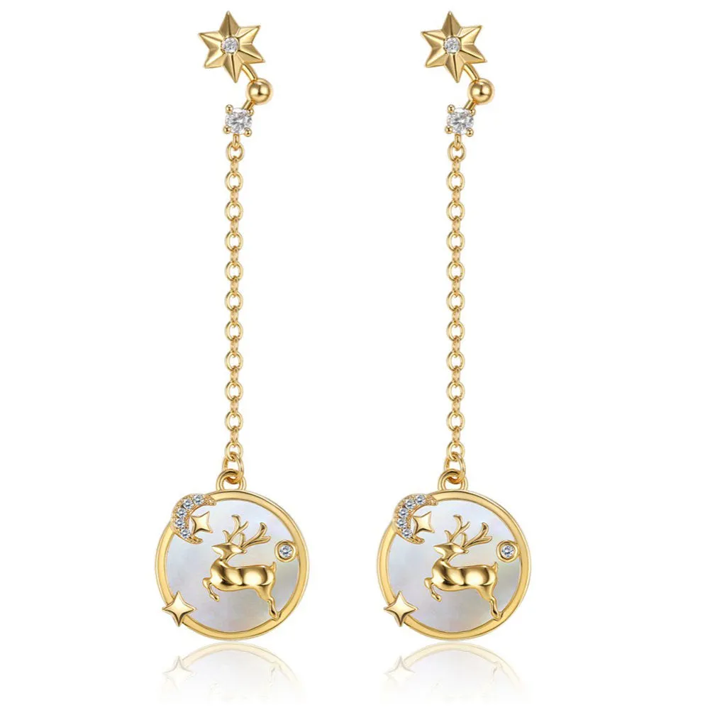 SKMEI LKN017 Reindeer Earrings w/ Dangle Clip for Christmas