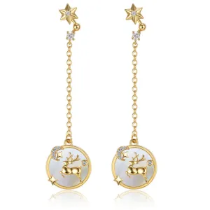 SKMEI LKN017 Reindeer Earrings w/ Dangle Clip for Christmas