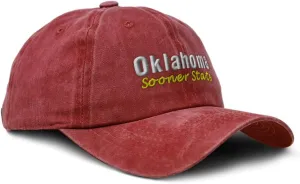 Soft Washed Baseball Cap Oklahoma Sooner State Cotton Dad Hats for Men & Women