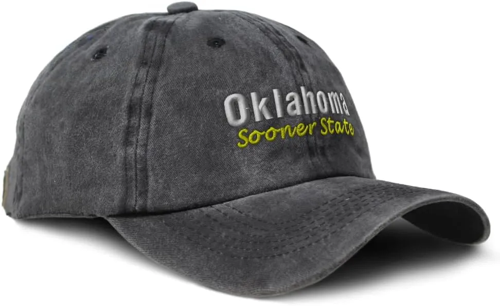 Soft Washed Baseball Cap Oklahoma Sooner State Cotton Dad Hats for Men & Women