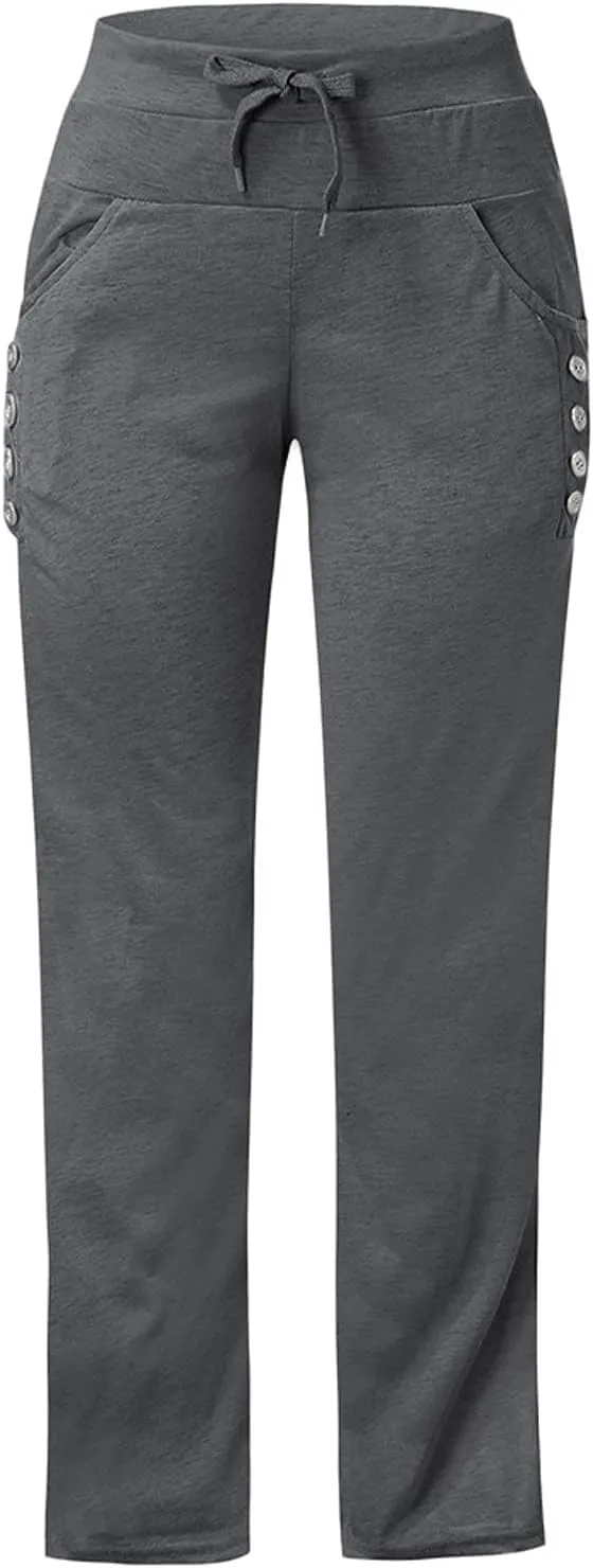 Sweatpants Women Womens Casual Drawstring Pants Solid Wide Leg Loose Sports Running Leisure Time Trousers with Pocket