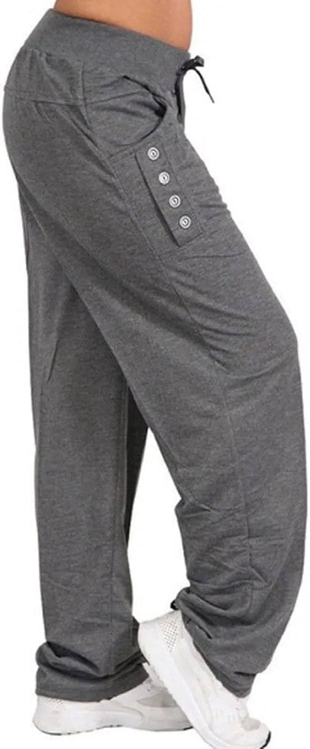 Sweatpants Women Womens Casual Drawstring Pants Solid Wide Leg Loose Sports Running Leisure Time Trousers with Pocket