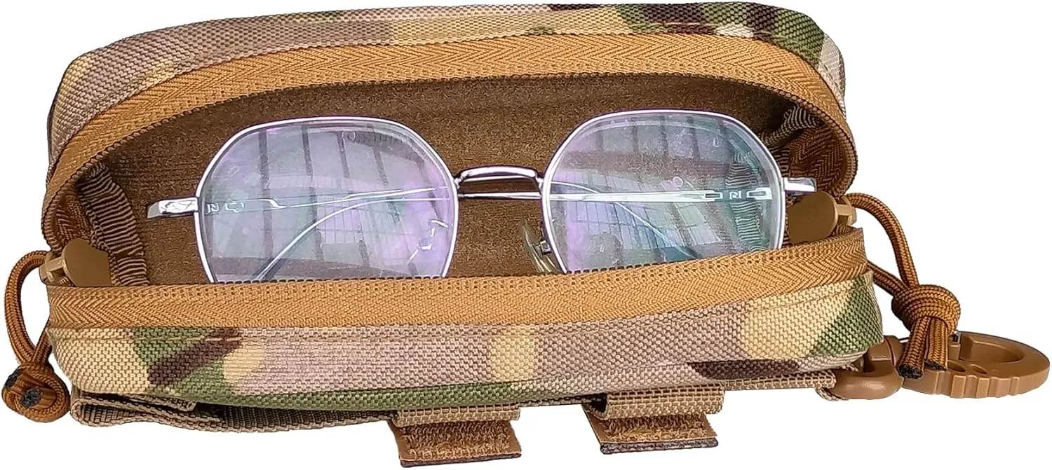 Tactical Molle Glasses Case Pouch. Portable Eyeglasses Cases Eyewear Box. Eyeglass Case with Clip