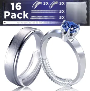 TECEUM Ring Size Adjuster Kit for Loose Rings ??Set of 10 Spiral & 6 Pad Ring Guards ??Unisex Ring Tightener for Types Wide Women's Rings ??Invisible Spacers with Microfiber Cloth