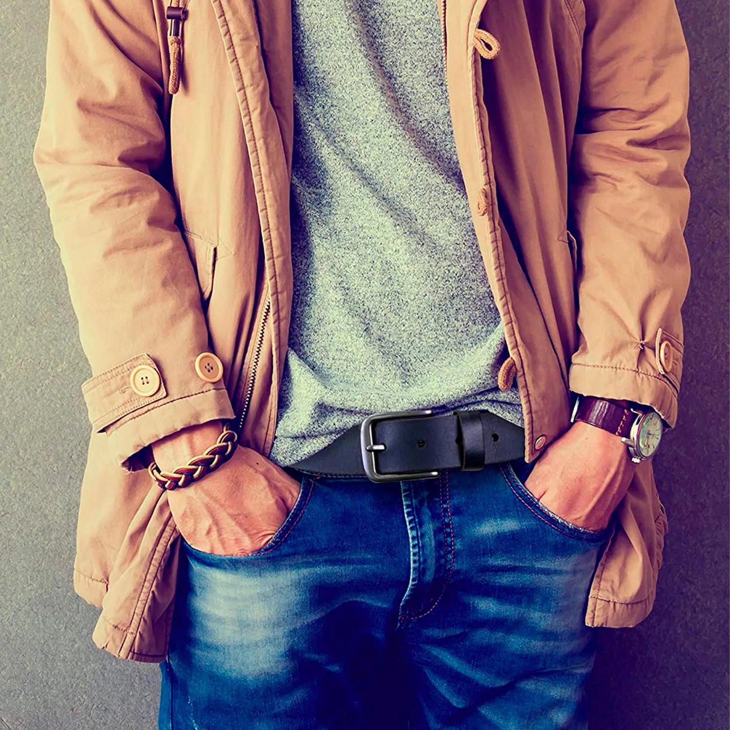 Timberland | Men's Classic Leather Jean Belt | Color Navy
