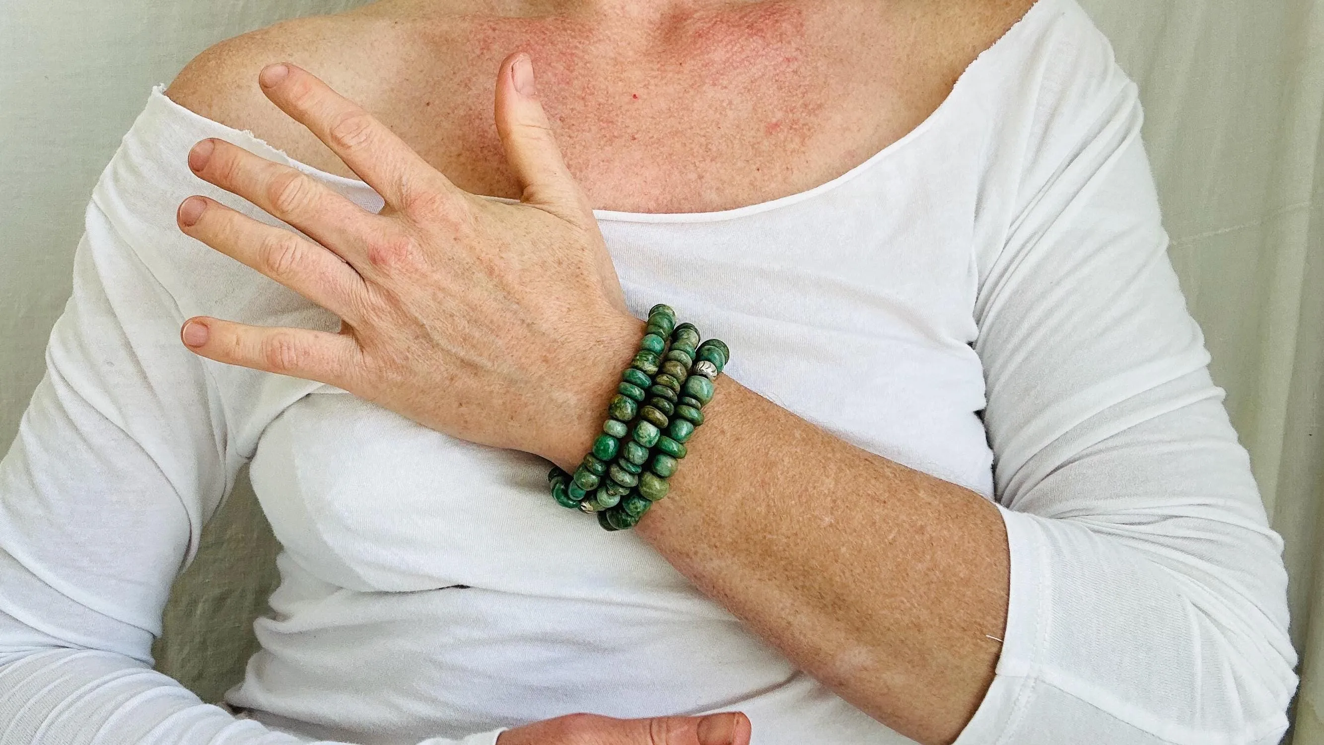 Trio of Guatemalita Bracelets. Beaded with Sterling Silver. Mayan Jewelry. Handmade Gift for Her. 2403