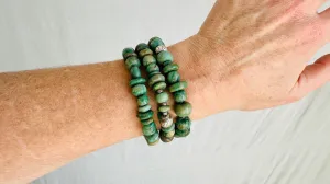 Trio of Guatemalita Bracelets. Beaded with Sterling Silver. Mayan Jewelry. Handmade Gift for Her. 2403
