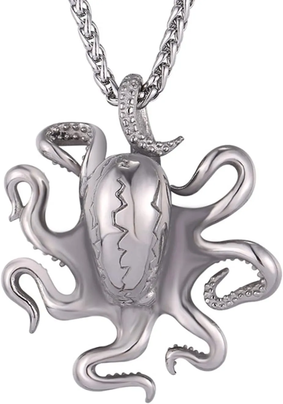 U7 Men Skull Pendant/Octopus Necklace Stainless Steel Gothic Punk Jewelry, Personalized Skeleton Head Rapper Necklaces with 22-24 Inch Chain