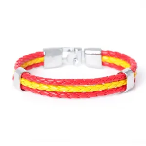 Unisex Spain Flag Leather Bracelet