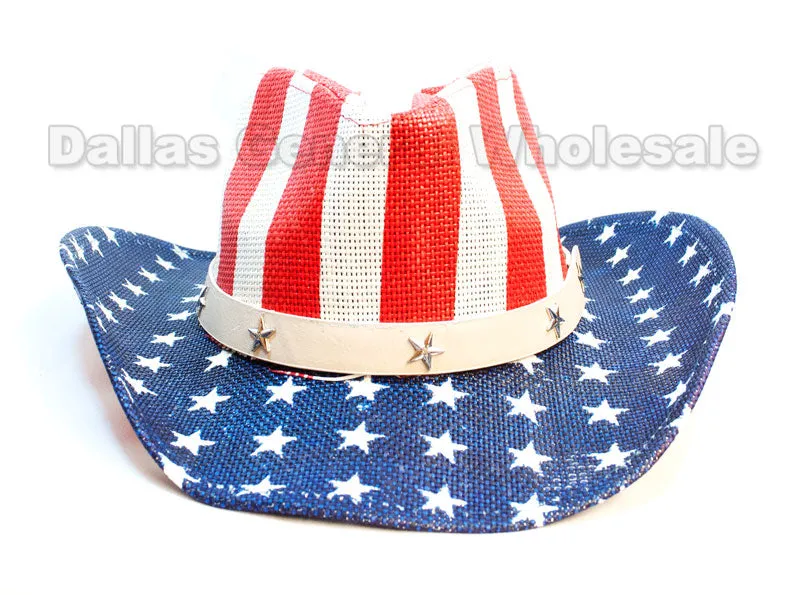 USA Flag Straw Cowboy Hats Wholesale
