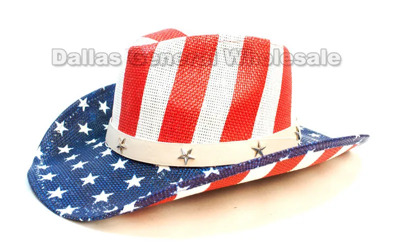 USA Flag Straw Cowboy Hats Wholesale