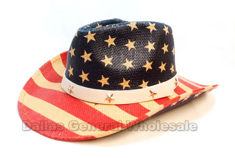 USA Flag Straw Cowboy Hats Wholesale