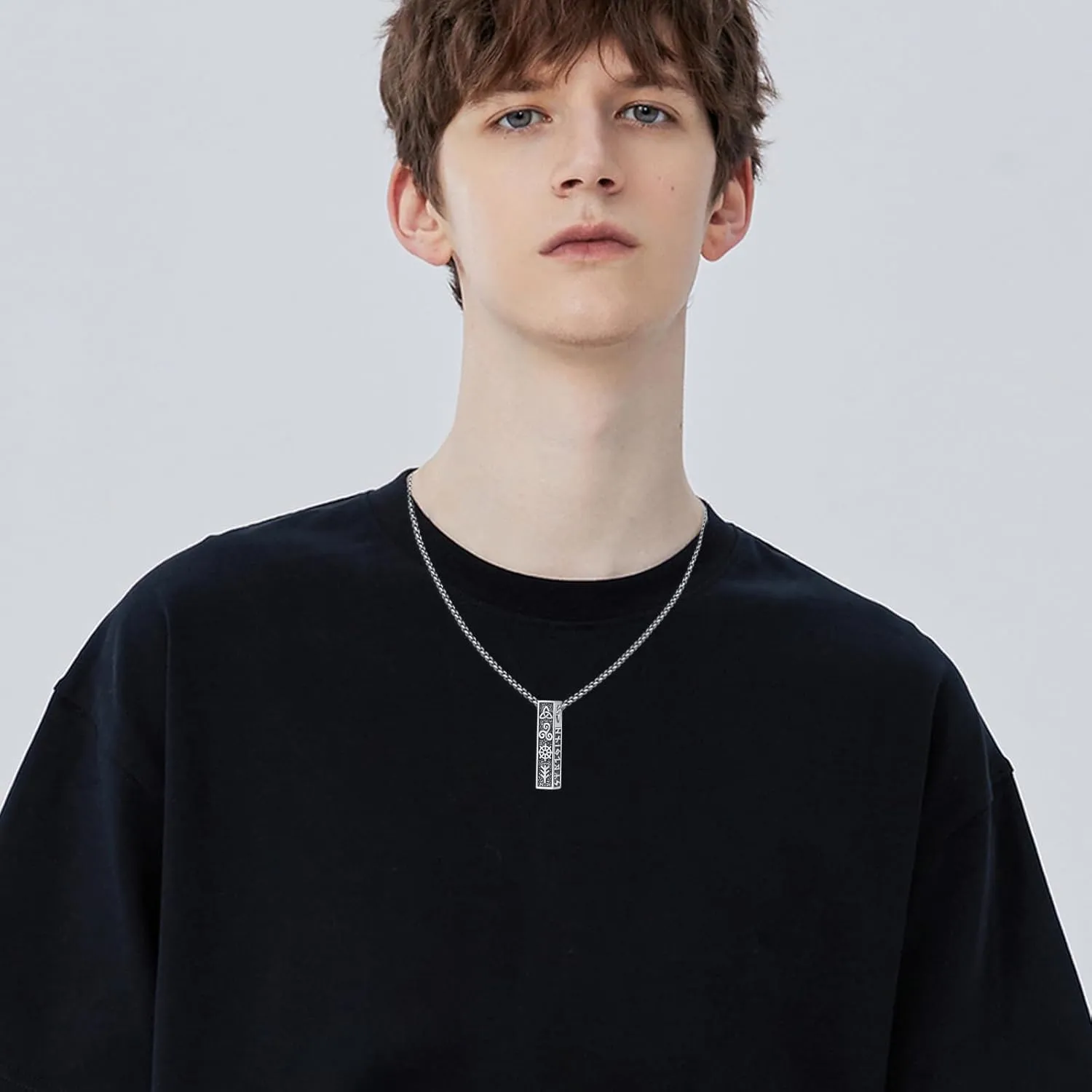 Viking Necklace for Men 925 Sterling Silver Rune Amulet Pendant Nordic Necklace Viking Jewelry Gift for Father Husband Son