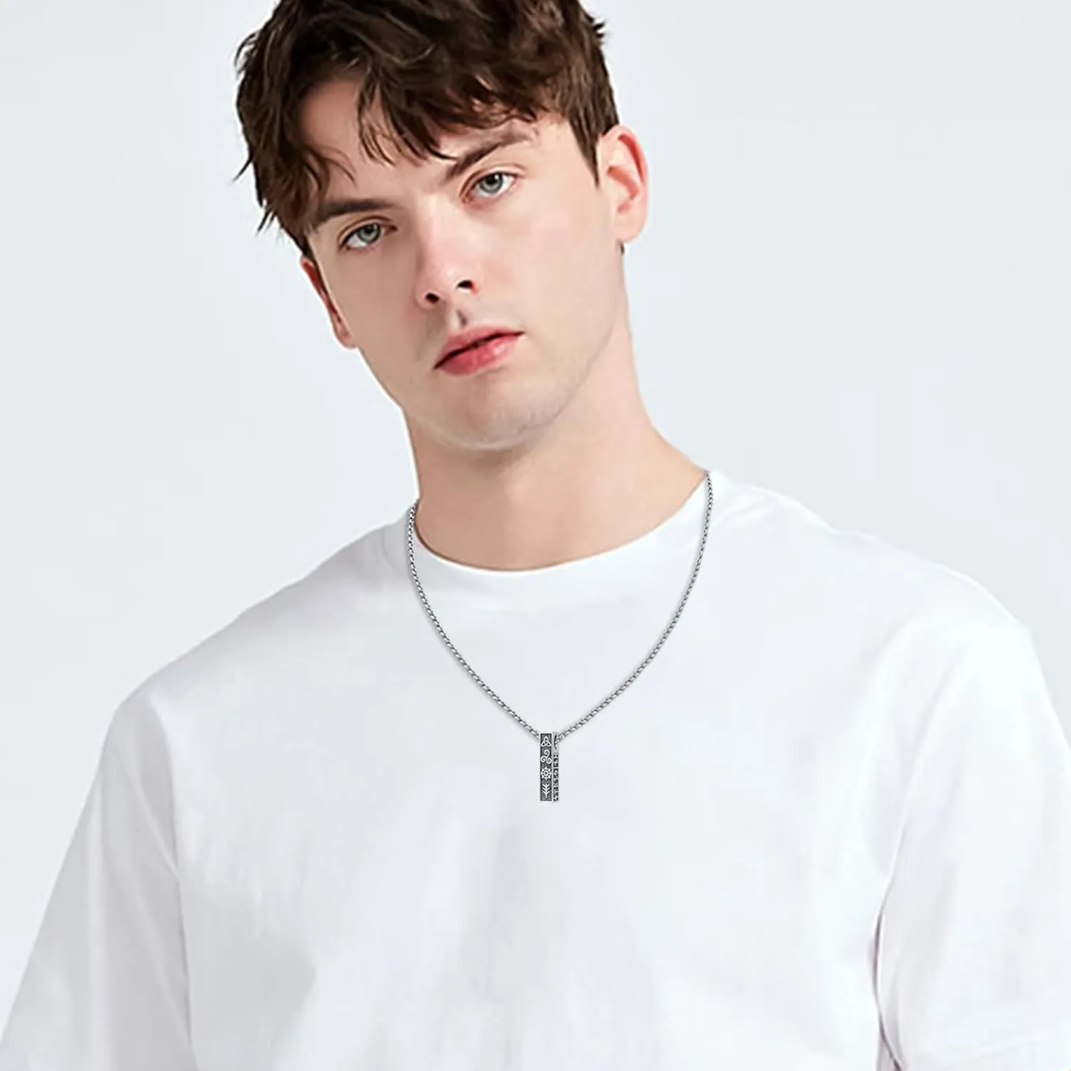 Viking Necklace for Men 925 Sterling Silver Rune Amulet Pendant Nordic Necklace Viking Jewelry Gift for Father Husband Son
