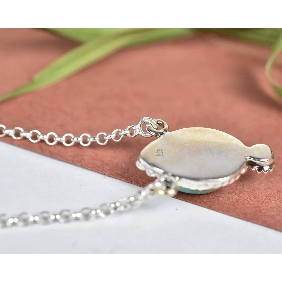 Vintage Mohave Turquoise Bohemian Pendant - 925 Sterling Silver Native American Pendant