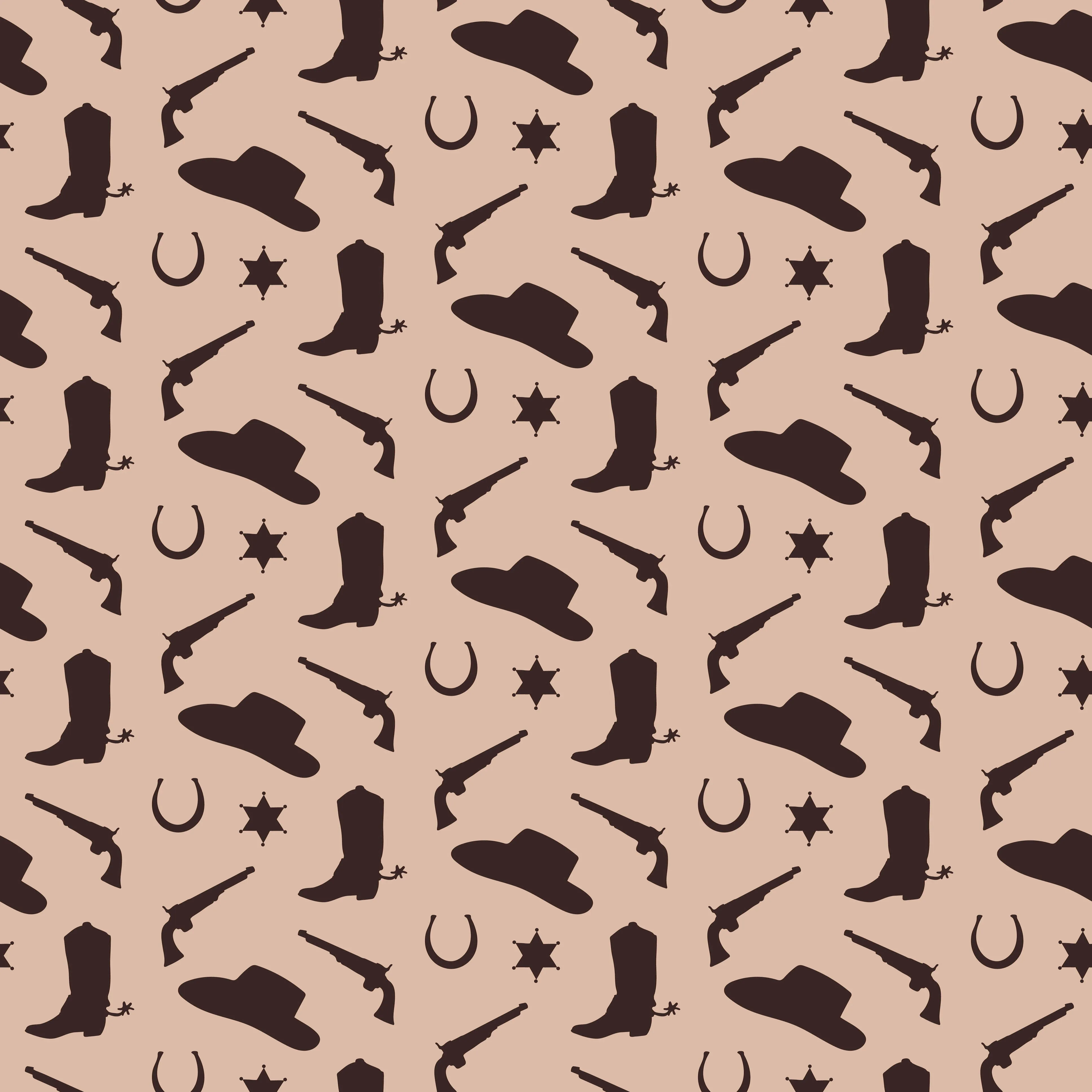 Western Fabric, Guns, Boots and Cowboy Hat Fabric, Cotton or Fleece 3920