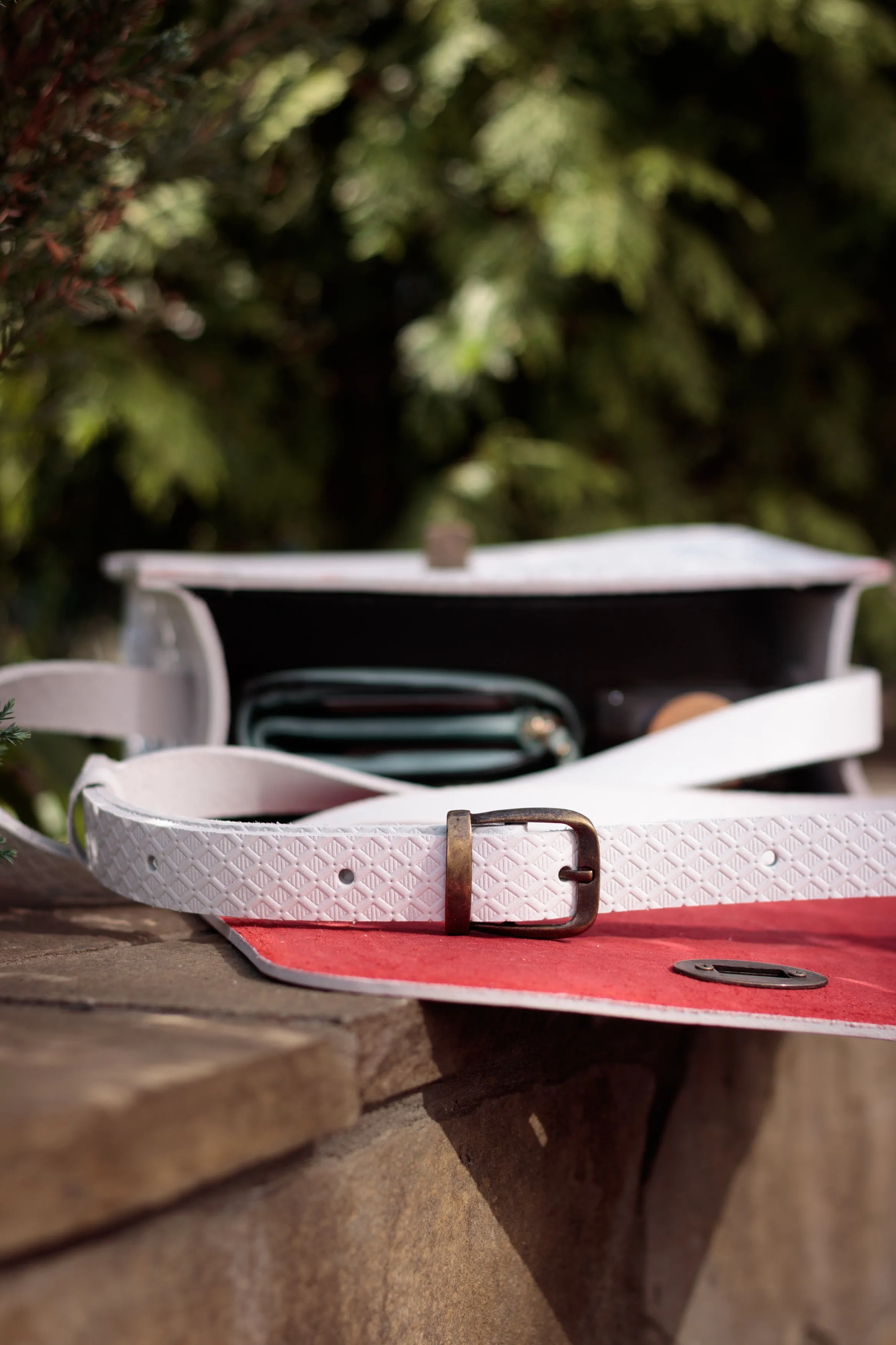 White&Red Leather Shoulder Bag