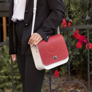 White&Red Leather Shoulder Bag