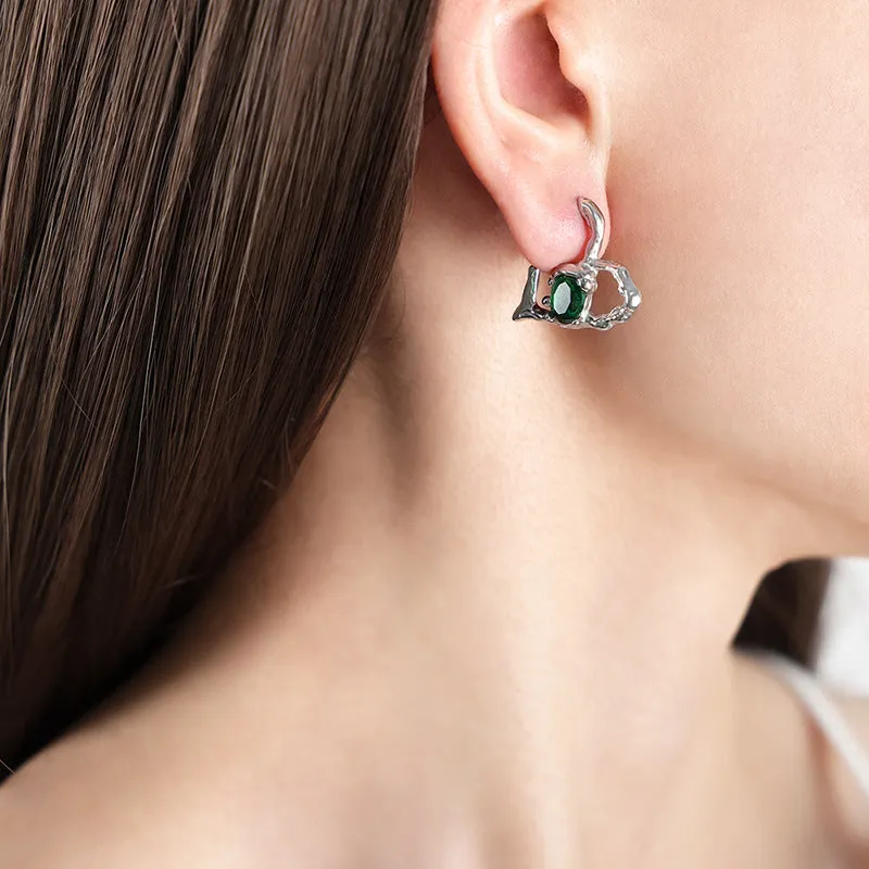 Wholesale Creative Ear Glass Heart Shaped Gold Plated Earrings