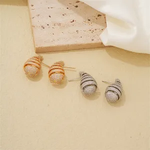 Wholesale Water Drop Crescent Thread Copper Gold Plated Earrings