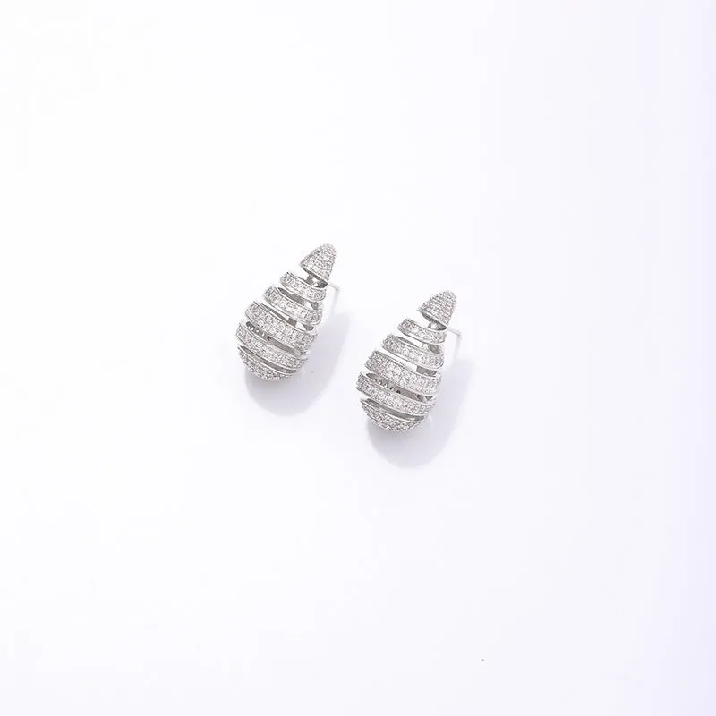 Wholesale Water Drop Crescent Thread Copper Gold Plated Earrings