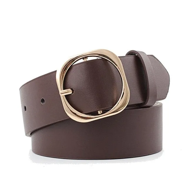 Women Casual Solid Square Waistband Belt Adjustable Leather Waist Belt Suitable for any adult women