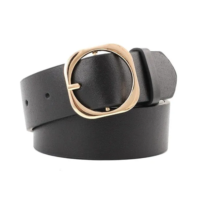Women Casual Solid Square Waistband Belt Adjustable Leather Waist Belt Suitable for any adult women