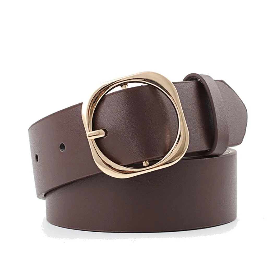 Women Casual Solid Square Waistband Belt Adjustable Leather Waist Belt Suitable for any adult women